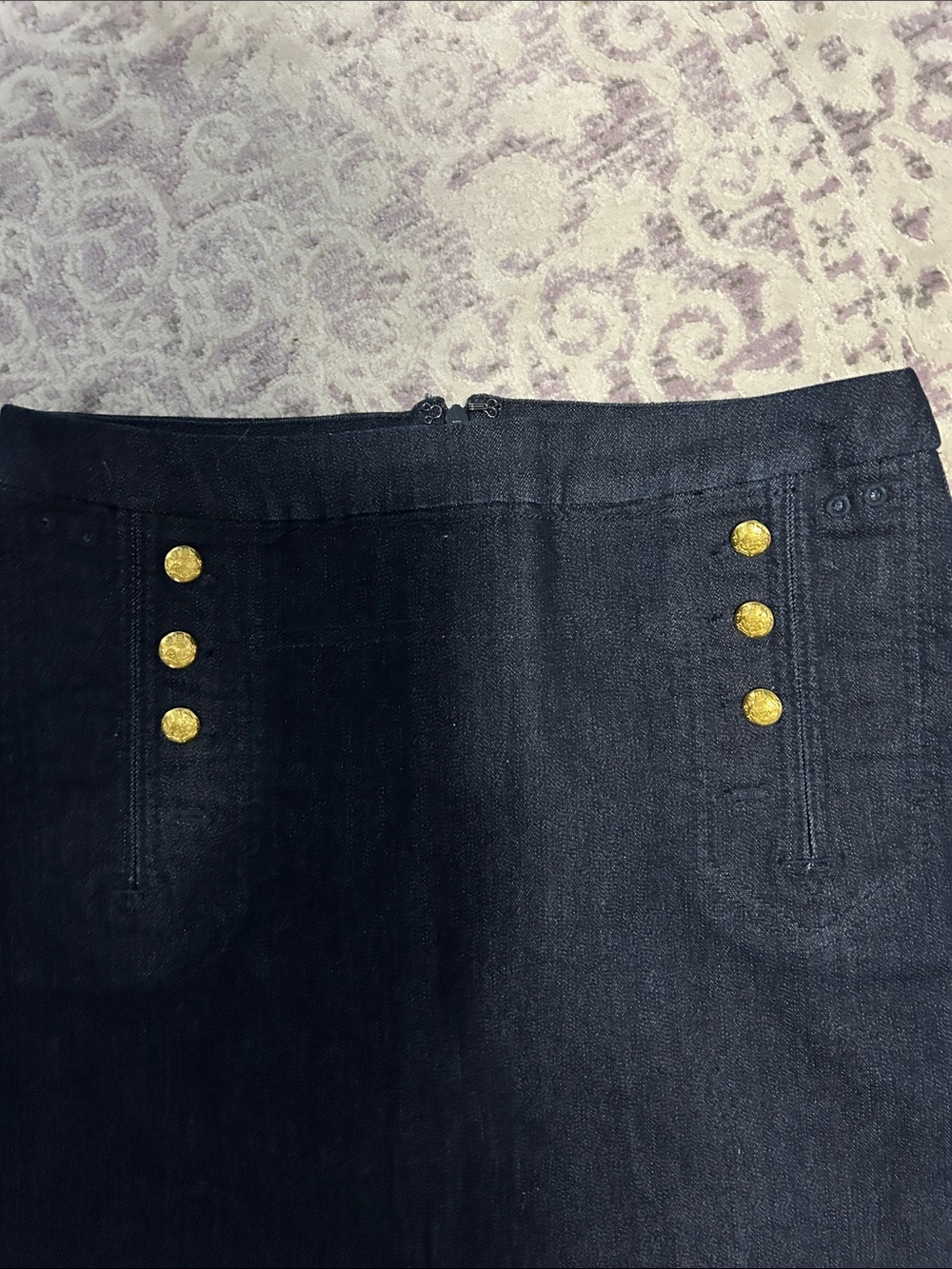 THE LIMITED Dark denim Pencil Skirt with Decorative Gold Buttons - Picture 2 of 6